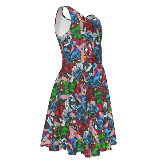 Superhero Stitch - Heroes Assembled - Kid's Sleeveless Skater Dress