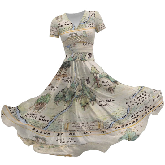 Hundred Acre Map - Women's V-Neck Ruched Midi Dress