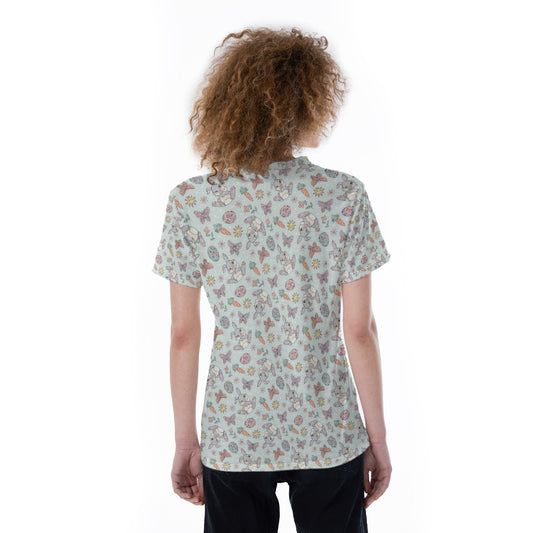 Springtime Bunny Cheer - Women's Short Sleeve V-Neck T-Shirt