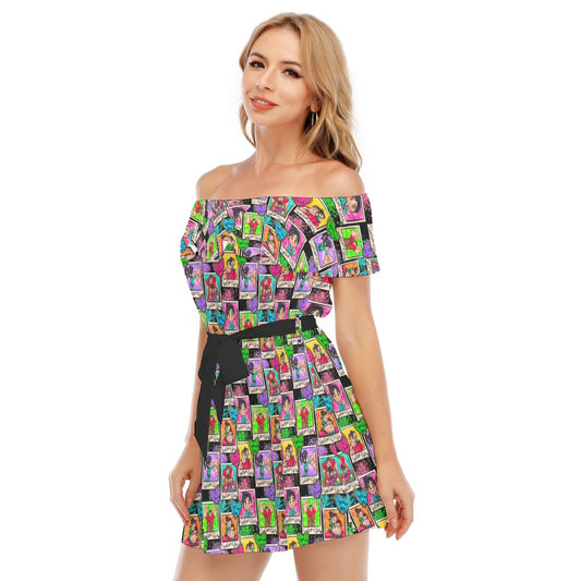 You're My Hero - Women's Off-shoulder Ruffle Dress