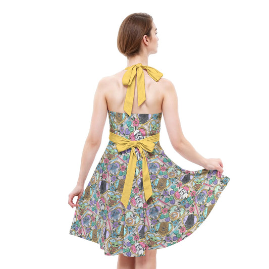 Tattoo Hearts Galactic Legends - Women's Halter Vintage Pocket Dress