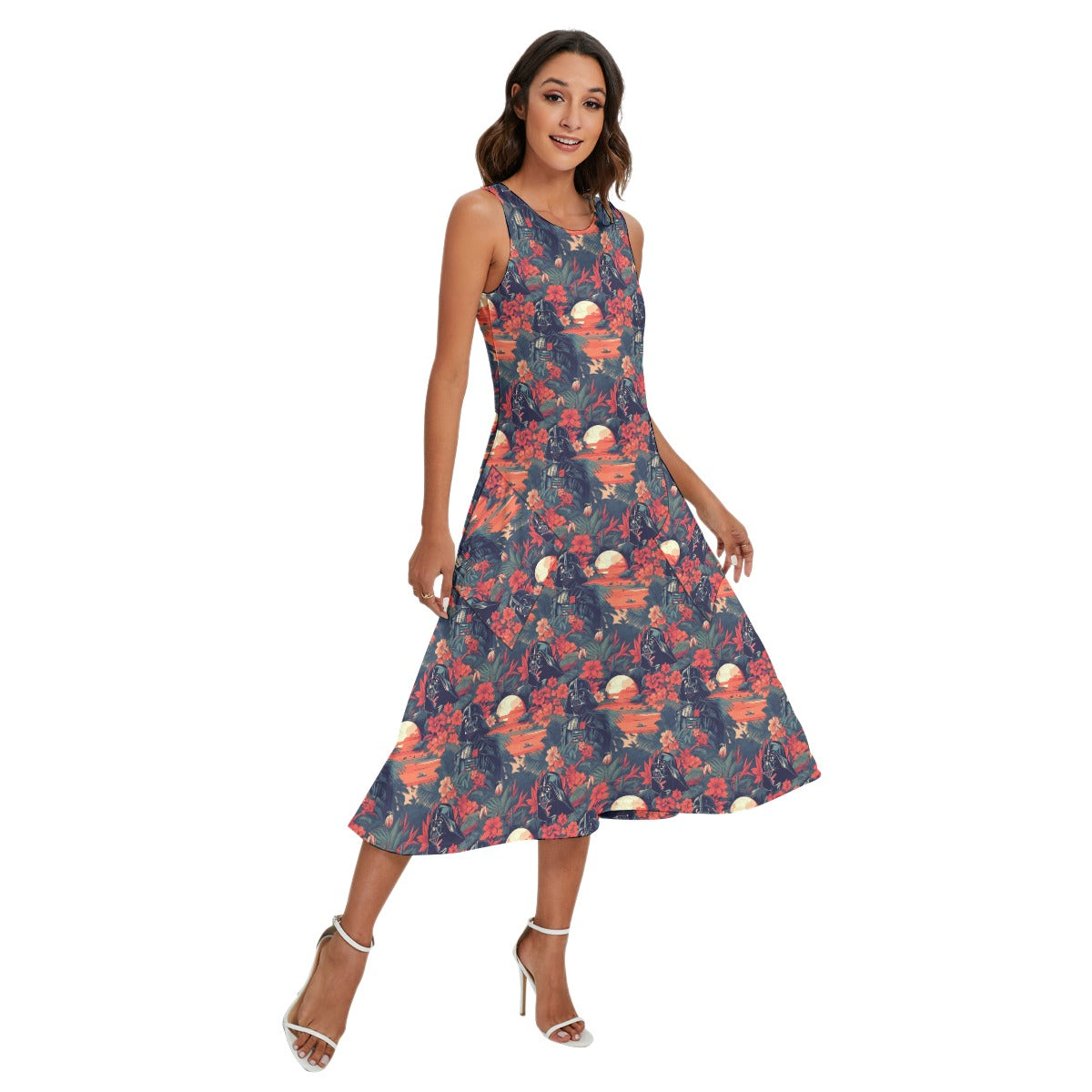 Tropical Dark Side Escape - Women’s Diagonal Pocket Midi Dress