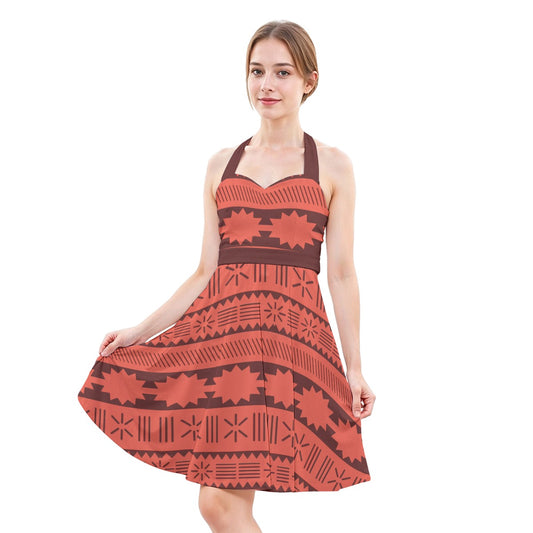 Island Tribal Patterns - Women's Halter Vintage Pocket Dress