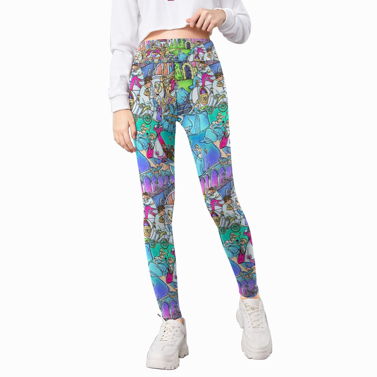 Glass Slipper Storybook Scenes - Kid's Leggings