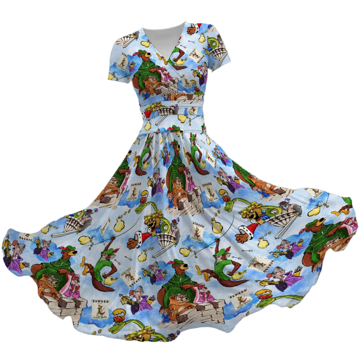 Robin Hood Adventure - Women's V-Neck Ruched Midi Dress