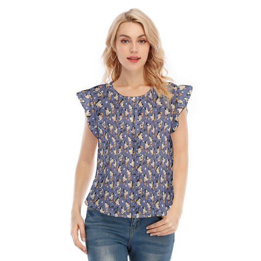 Funny Silly Dog - Women’s Flutter Sleeve Top