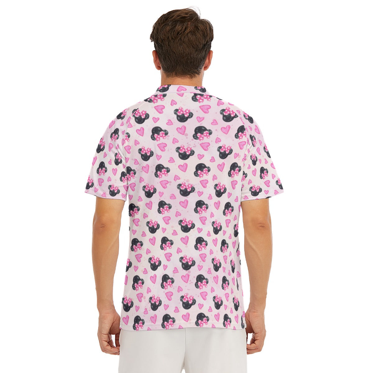 Watercolor Pink Bow Mouse Ears - Men's Polo Shirt