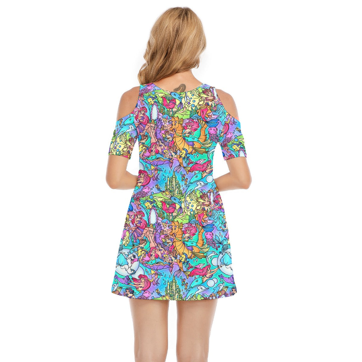 Under the Sea Storybook Scenes - Women's Cold Shoulder Cotton Dress