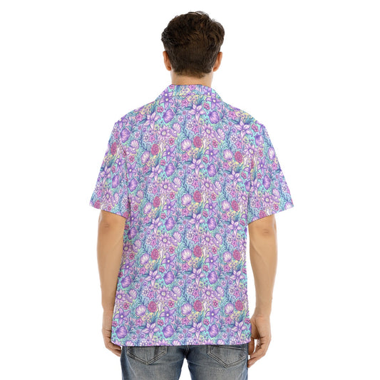 Fairytale Florals - Little Mermaid Inspired - Men's Hawaiian Button Up Shirt