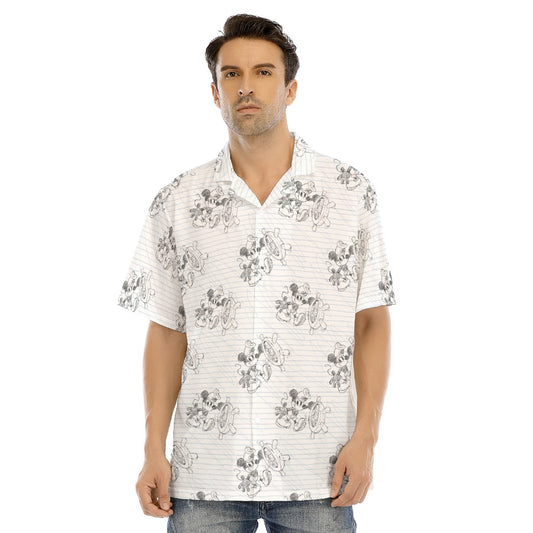 Sketch of Steamboat Mouse - Men's Hawaiian Button Up Shirt