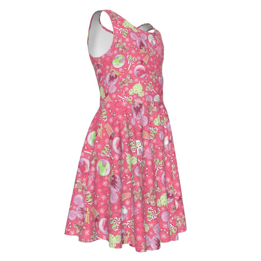Winter Mouse Snacks &amp; Balloons - Kid's Sleeveless Skater Dress