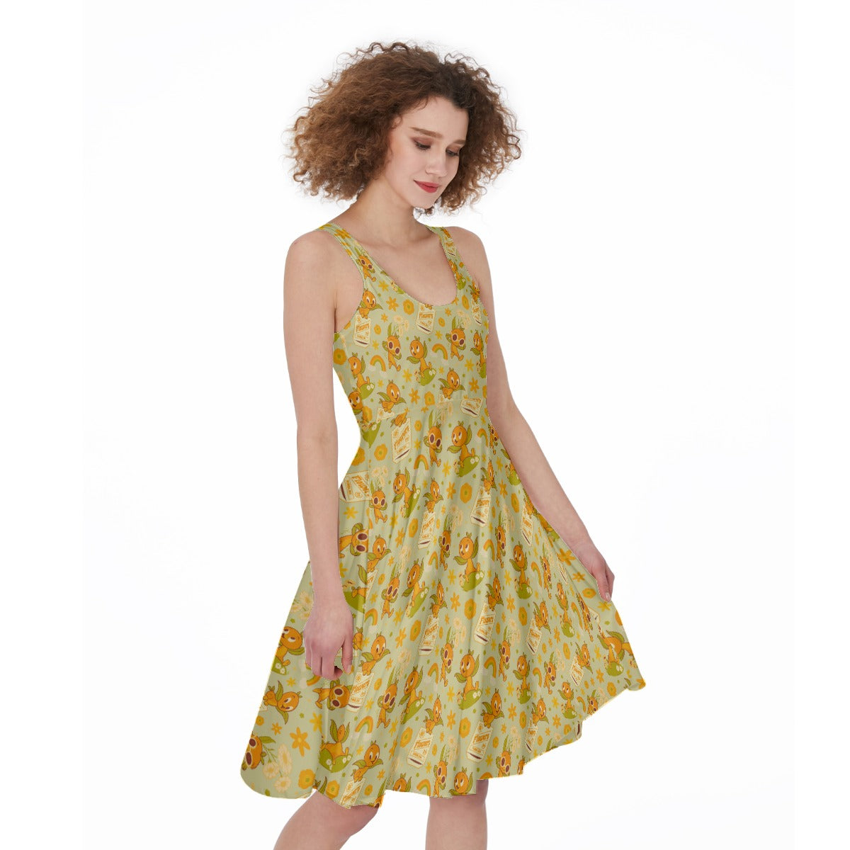 Vintage Citrus Garden - Pocket Midi Skater Dress