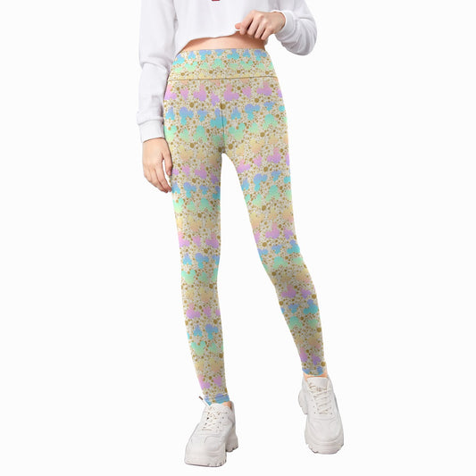 Gold Dot Rainbow Mouse Ears Castle - Kid's Leggings