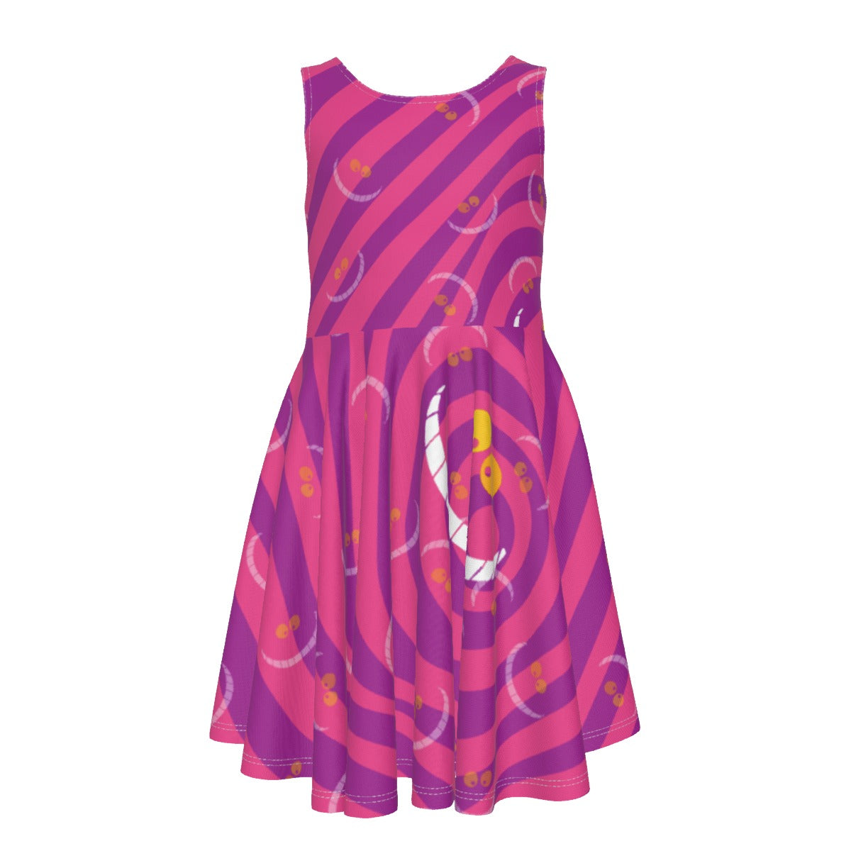 Whimsical Grinning Stripes- Kid's Sleeveless Skater Dress