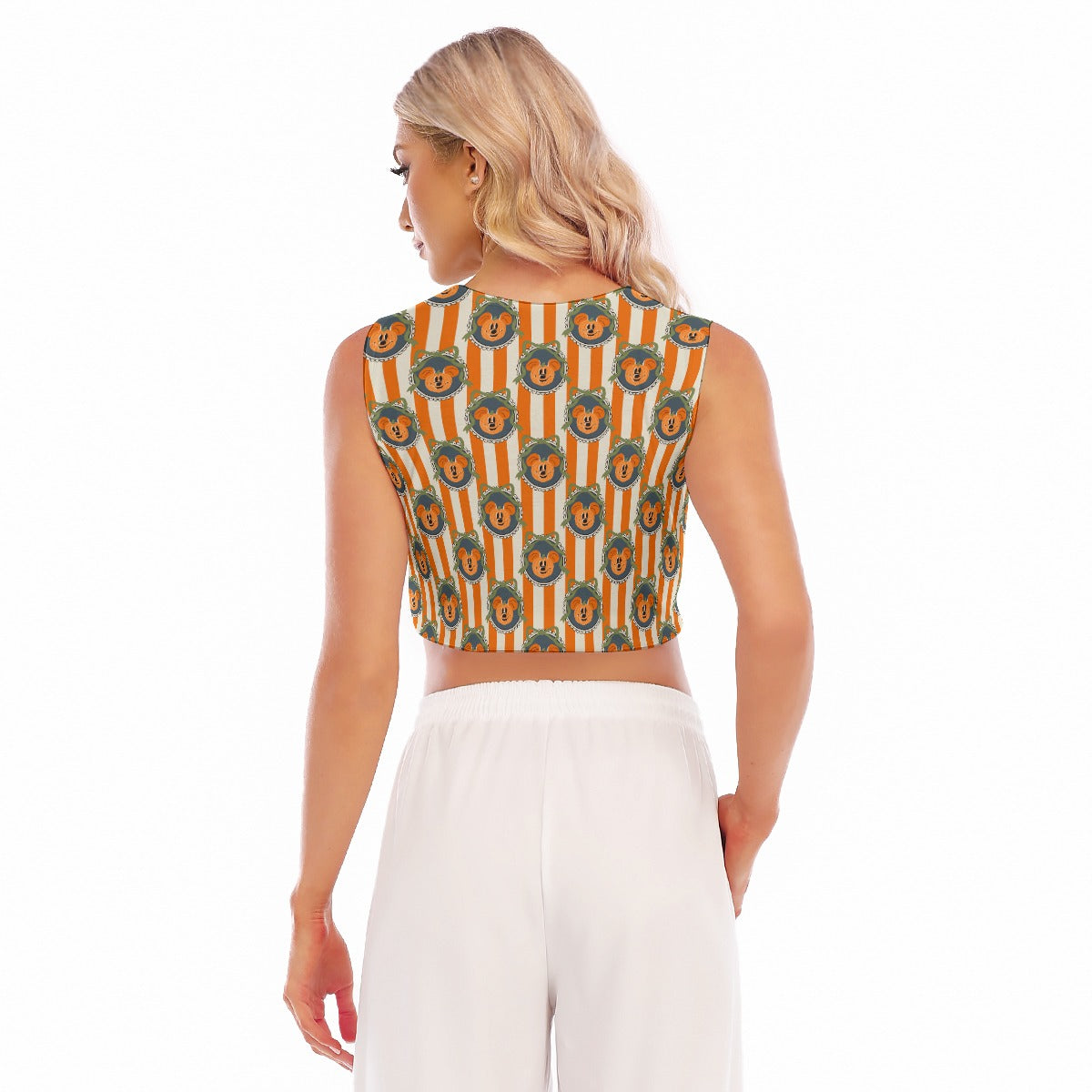 Pumpkin Cameo Stripes - Women’s Sleeveless Cropped Tee