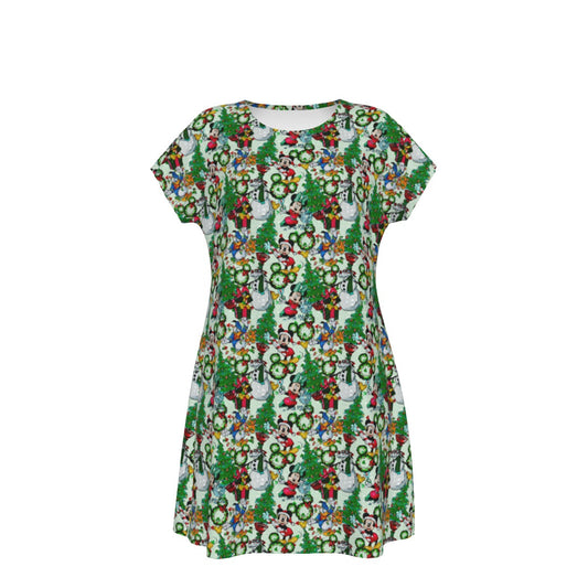 Mouse Friends Christmas Decorations - Women's T-Shirt Dress