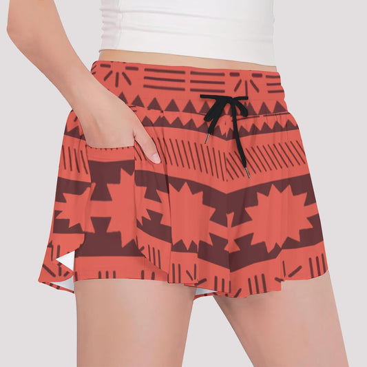 Island Tribal Patterns - Girls’ Flowy Pocket Shorts