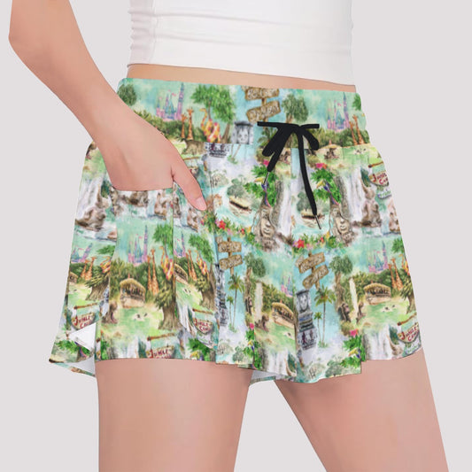 Jungle River Cruise - Girls’ Flowy Pocket Shorts