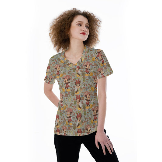 Woodland Frolics Cottagecorennie - Women's Short Sleeve V-Neck T-Shirt