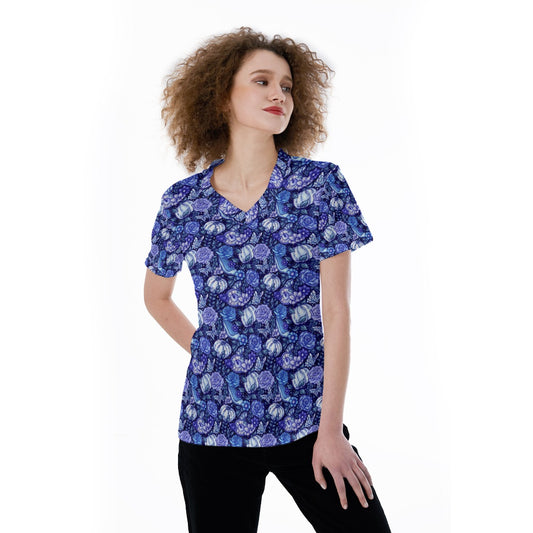 Fairytale Florals – Royal Ball - Women's Short Sleeve V-Neck T-Shirt