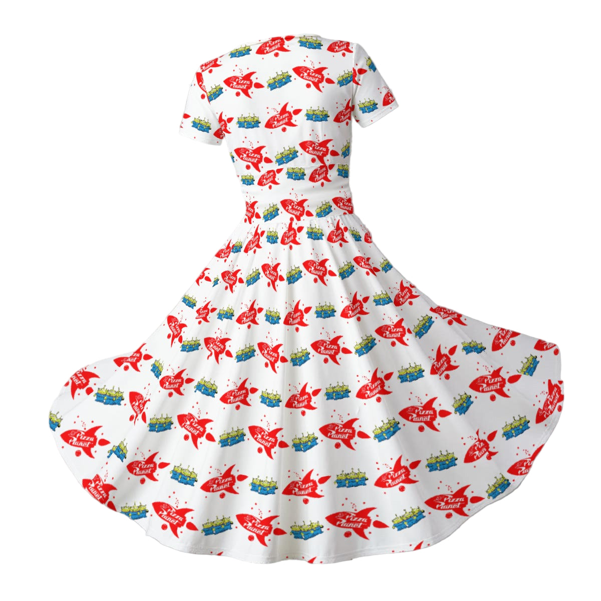 Galactic Rocket Party - Women's V-Neck Ruched Midi Dress