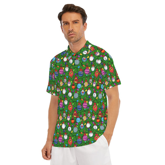 Festive Character Baubles on Green - Men's Polo Shirt