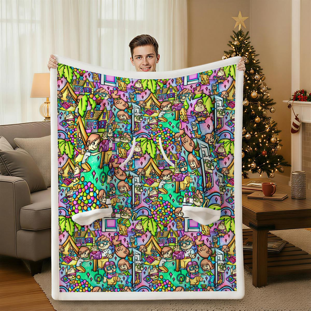 Balloon House Adventure Scenes - Wearable Blanket Hoodie