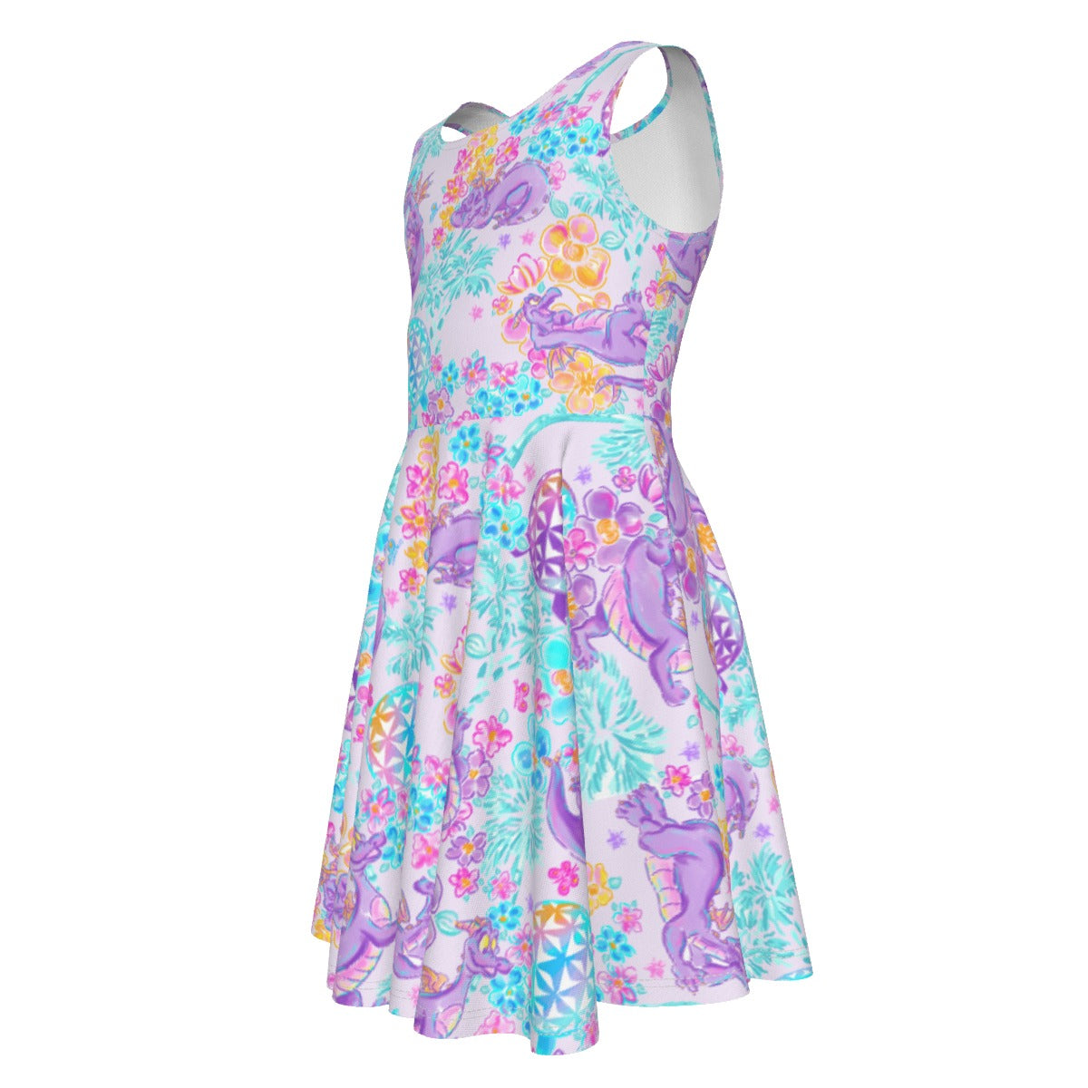 Purple Dragon Flower Power - Kid's Sleeveless Skater Dress