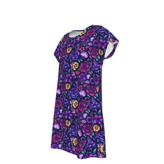 Fairytale Florals – Dark Sea Witch - Women's T-Shirt Dress