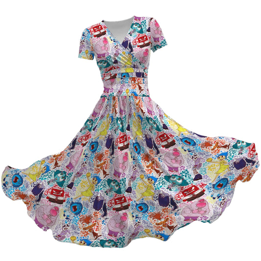 Floral Emotions - Women's V-Neck Ruched Midi Dress