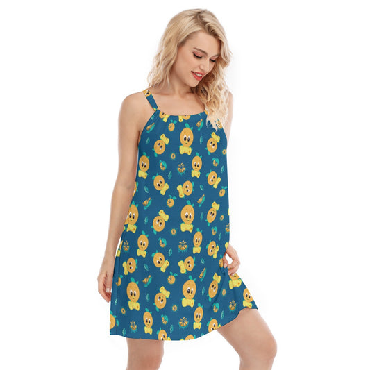 Cheerful Citrus Bird - Women’s Adjustable Sundress