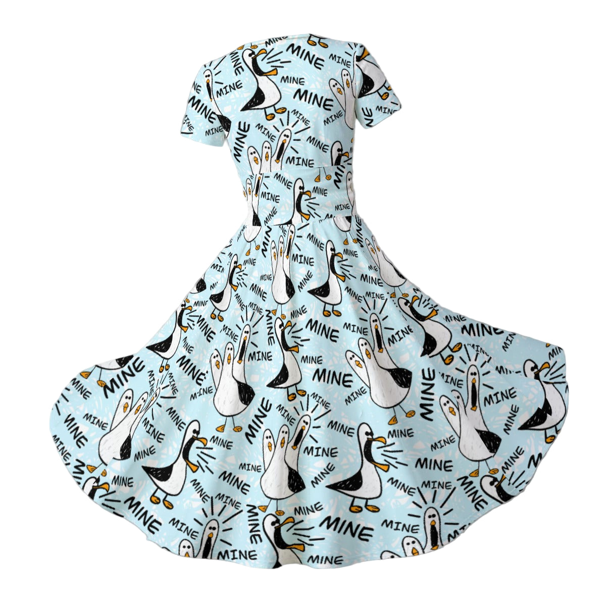 Mine Mine Mine Seagulls - Women's V-Neck Ruched Midi Dress