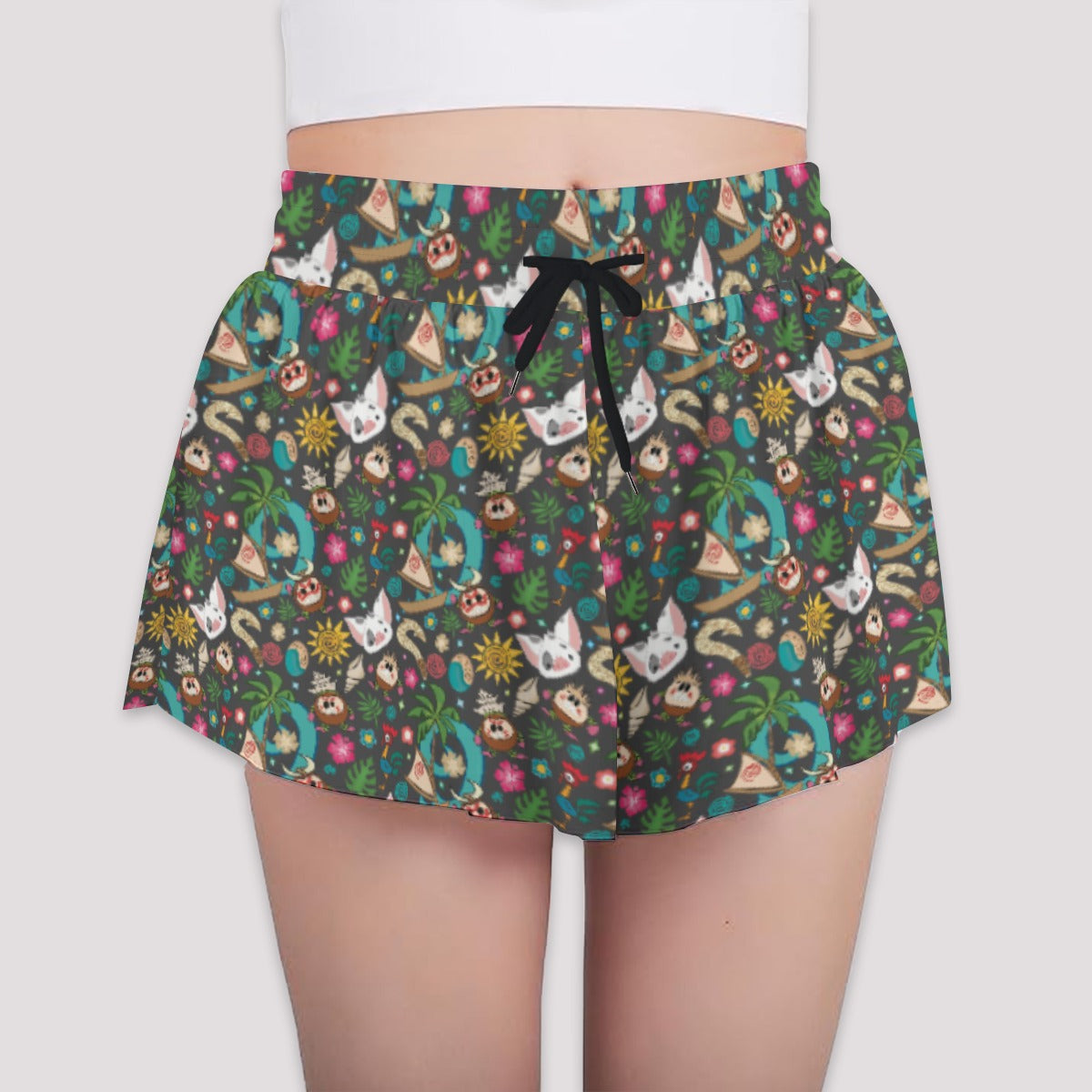 Polynesian Princess Icons - Girls’ Flowy Pocket Shorts