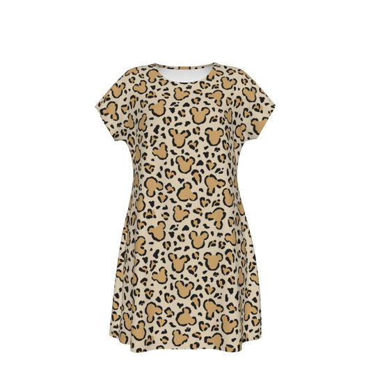 Mouse Ears Animal Print - Women's T-Shirt Dress
