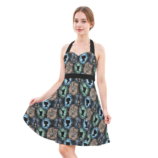 Starry Flight Silhouettesttes - Women's Halter Vintage Pocket Dress