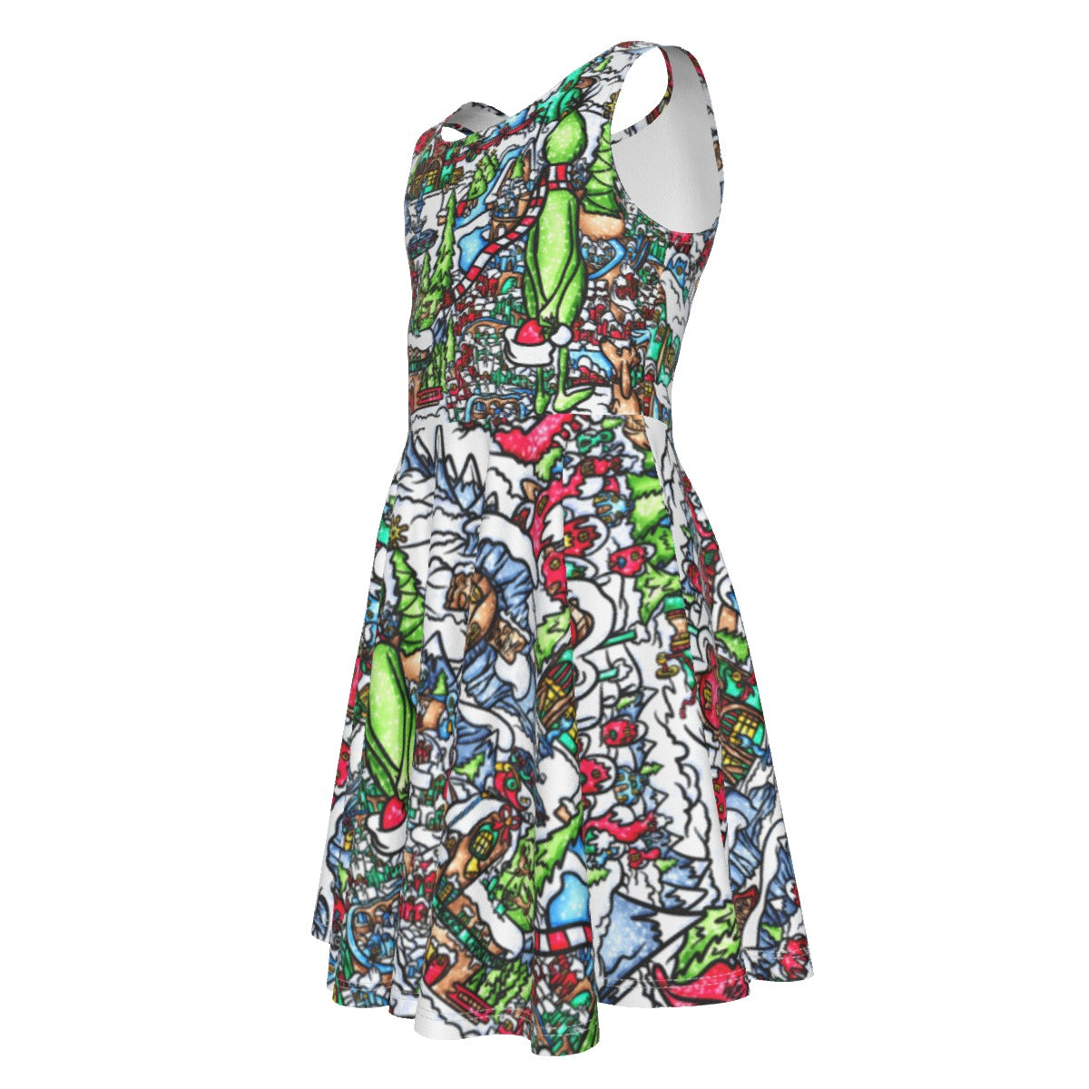 Whimsical Village Winter Wonderland - Kid's Sleeveless Skater Dress