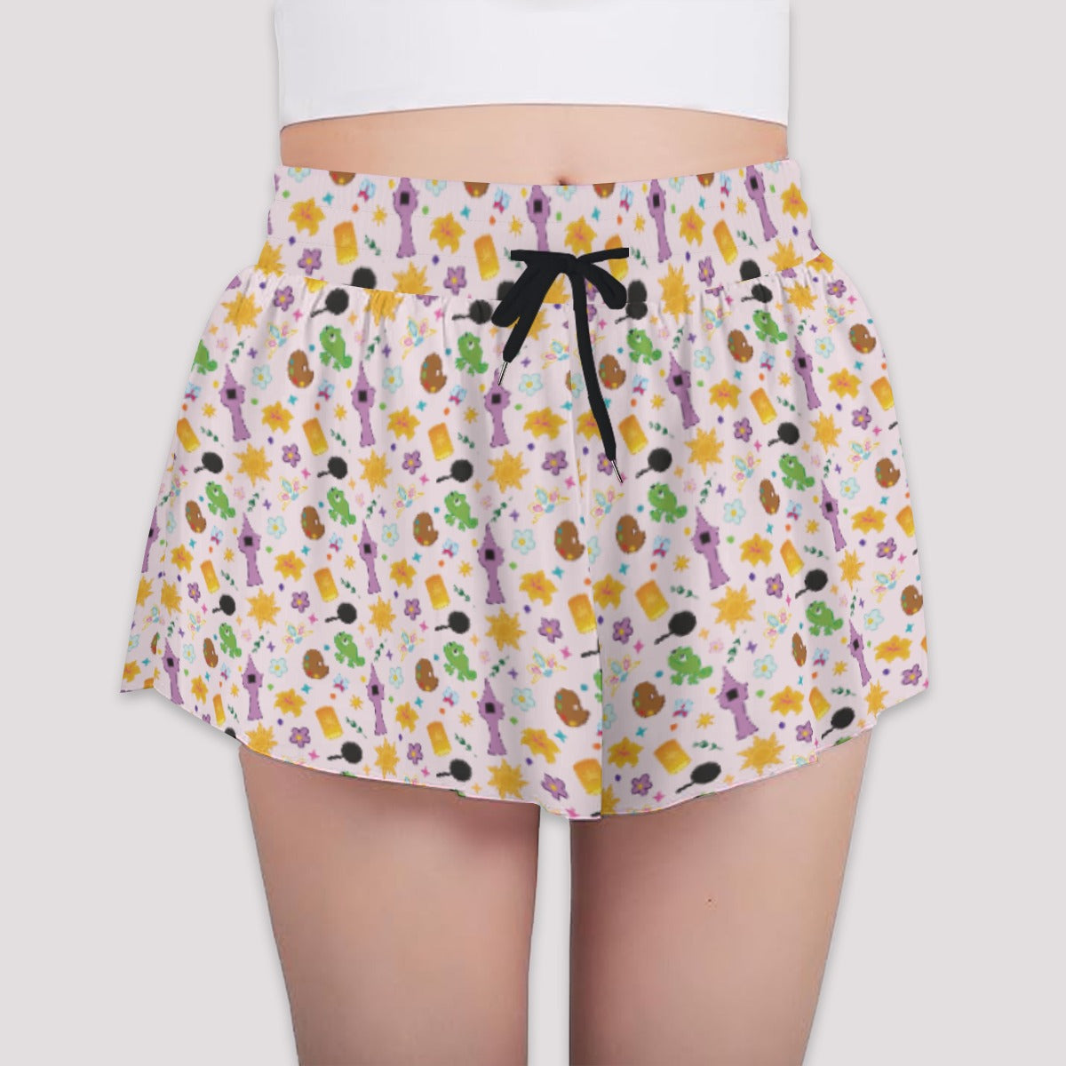 Long Hair Princess Icons - Girls’ Flowy Pocket Shorts