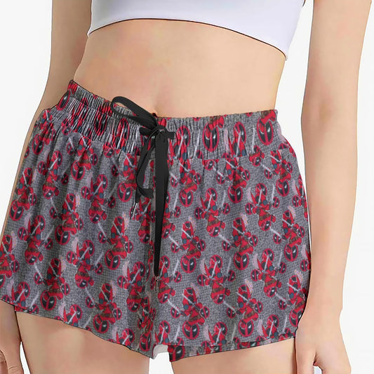 Superhero Stitch - Red Masked Hero - Women's Flowy Pocket Shorts