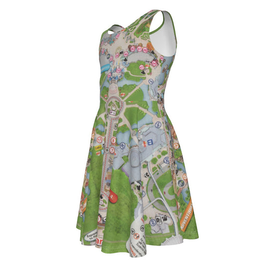 Vibrant Fantasy Park Map - Kid's Sleeveless Skater Dress