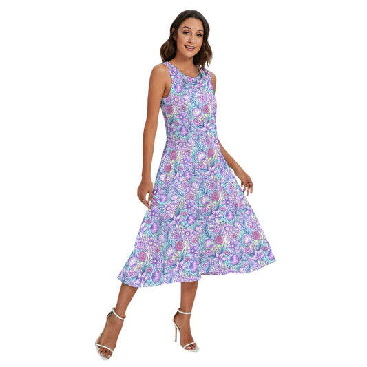 Fairytale Florals - Little Mermaid Inspired - Women’s Diagonal Pocket Midi Dress