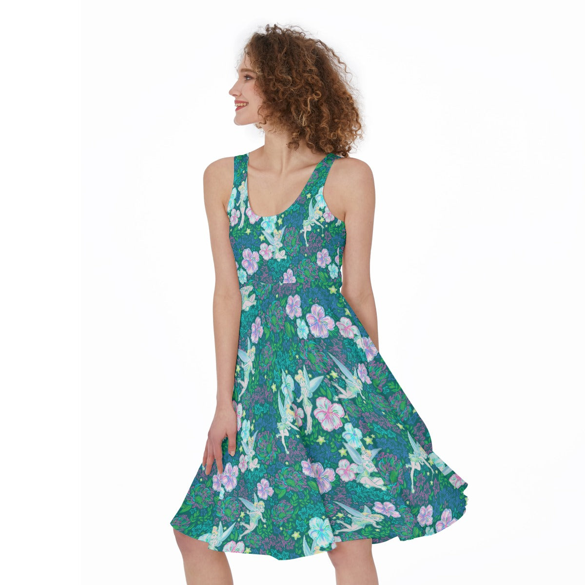 Pixie in Neon Blooms - Pocket Midi Skater Dress