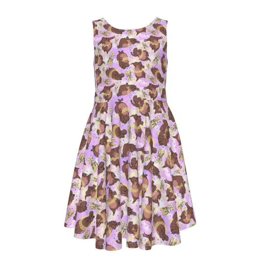 Ballerina Hippos - Kid's Sleeveless Skater Dress