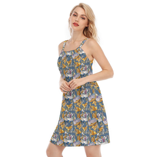 Puppy Love Sketch - Women’s Adjustable Sundress