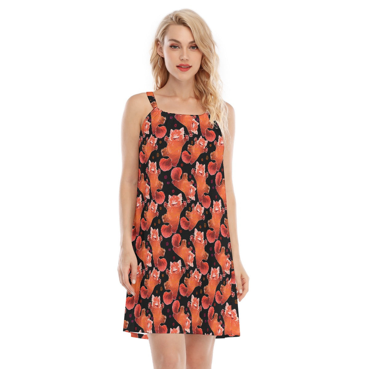 Scribbly Red Panda - Women’s Adjustable Sundress