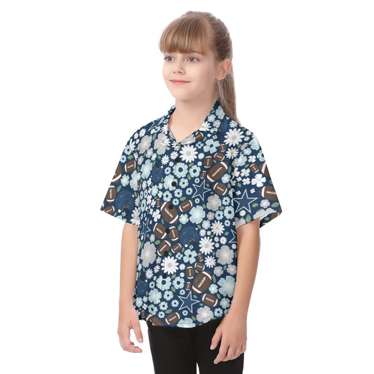 Blue Star Blooms - Kid's Hawaiian Button Up Shirt