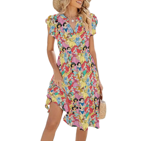 Royal Princess Sketches - Women's Tiered Pocket Midi Dress