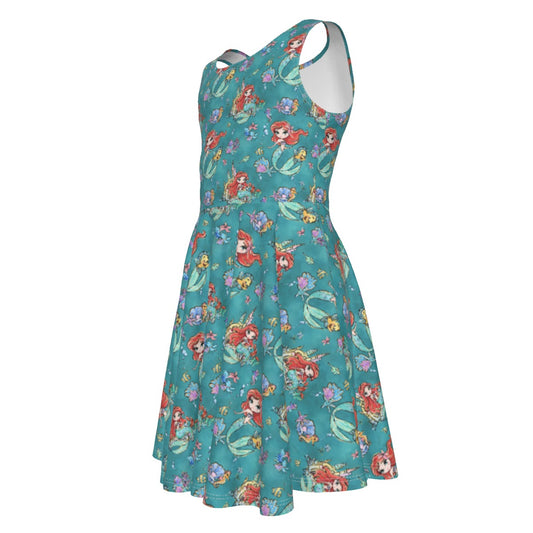 Whimsical Ocean Princess - Kid's Sleeveless Skater Dress