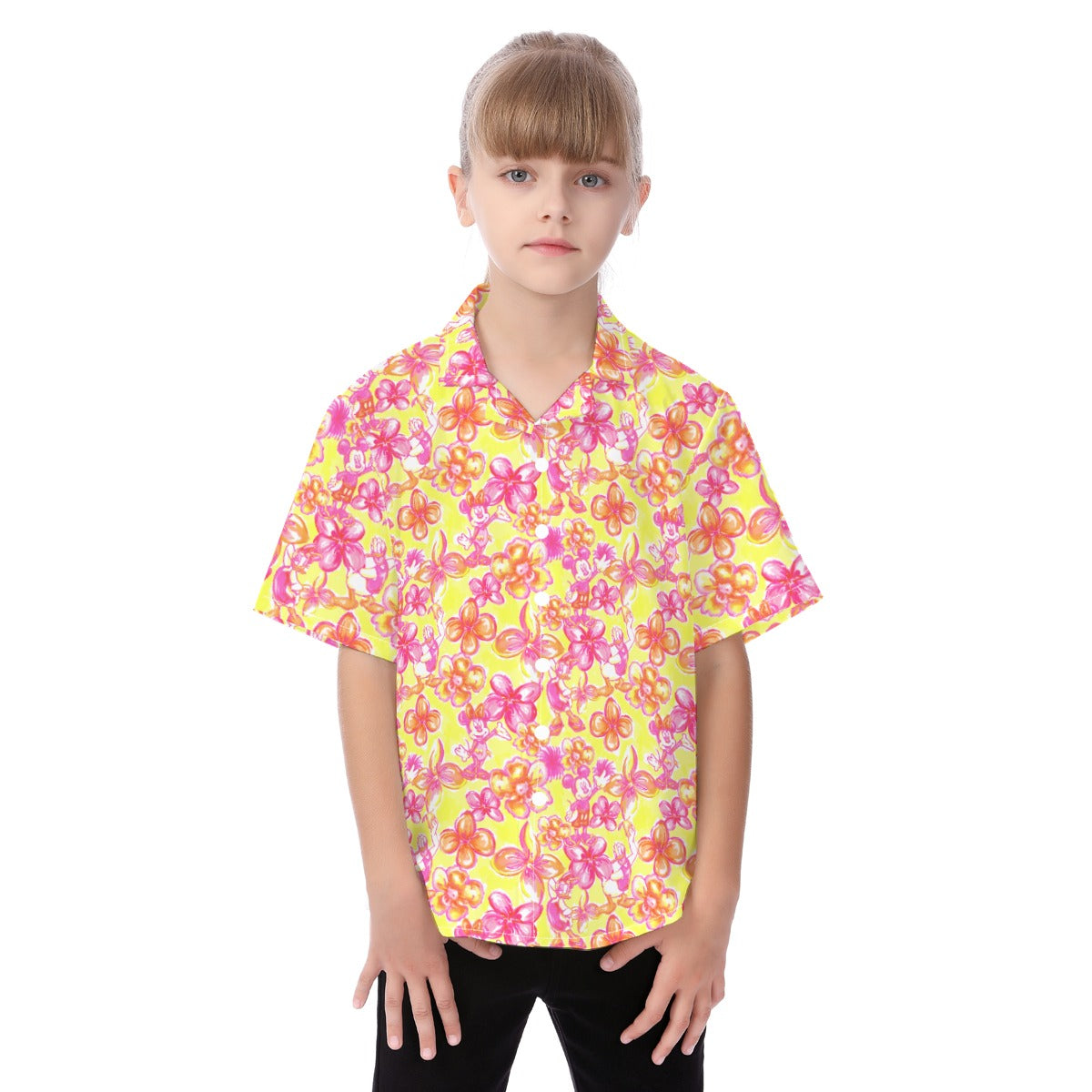 Neon Tropical Floral Friendsends - Kid's Hawaiian Button Up Shirt