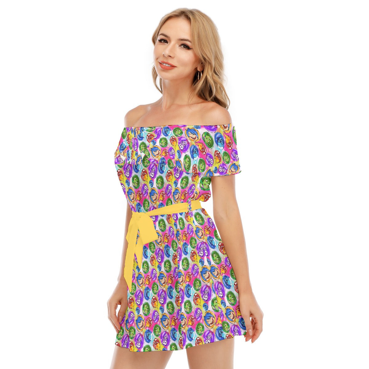 Inside Out Emotions - Women's Off-shoulder Ruffle Dress