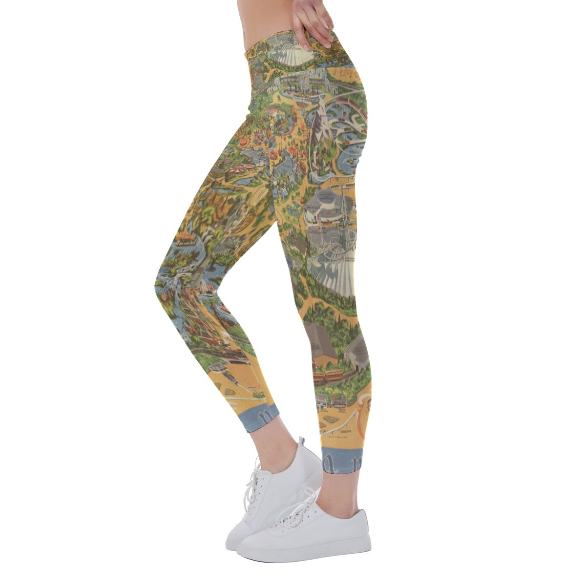 Vintage Theme Park Map- Women's Yoga Leggings